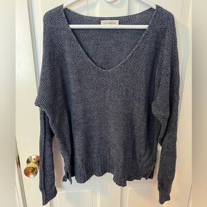 Lucky Brand Gray/Blue V-Neck Sweater Relaxed Fit